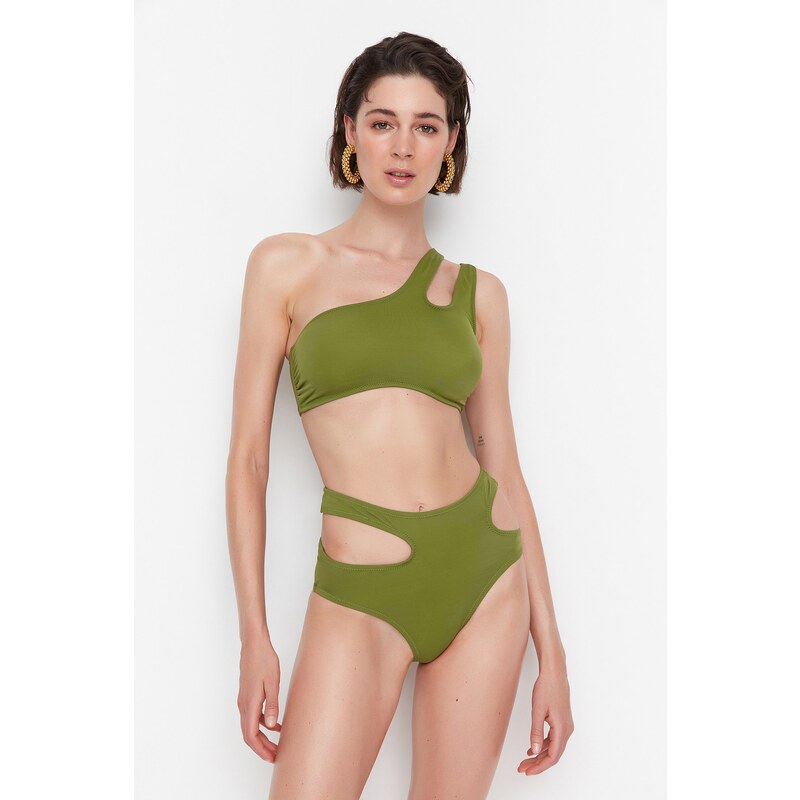 Trendyol khaki vystrihol detailné spodné diely bikín 55091728