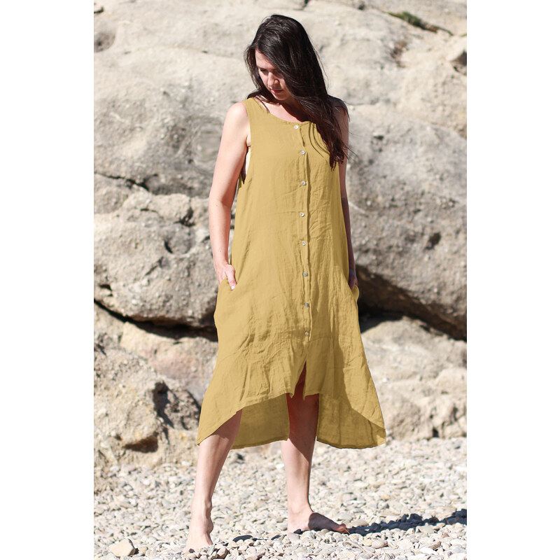 Glara Dámske zapínacie lanové šaty 33588137