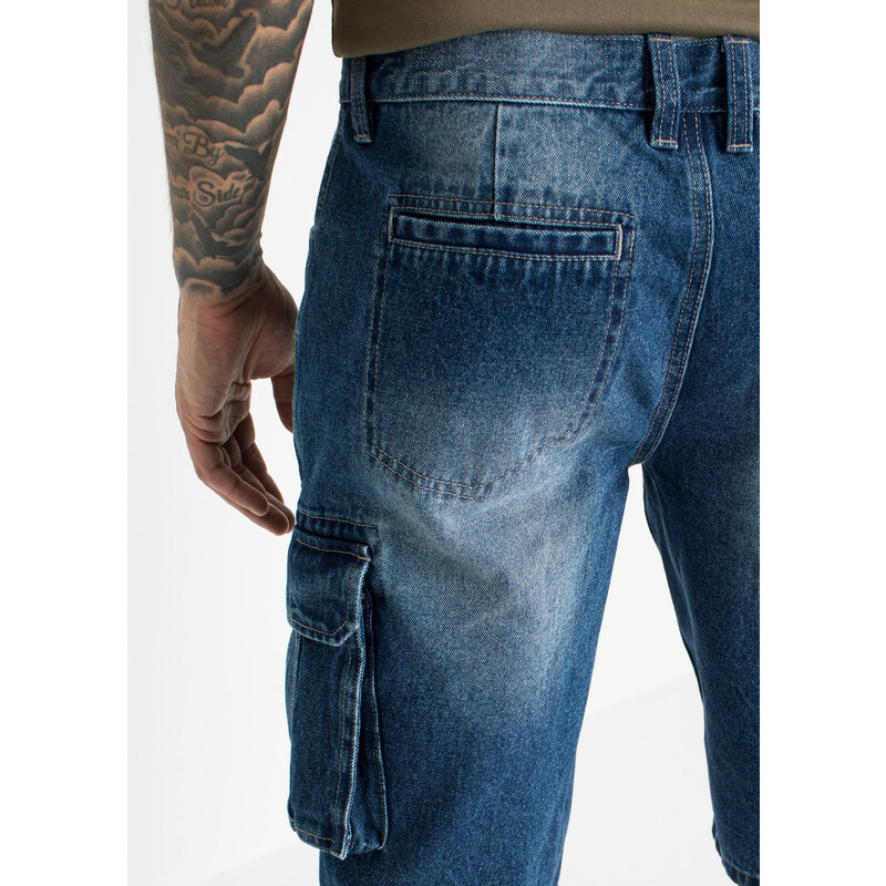 bonprix Kapsáčové džínsové bermudy, Loose Fit, farba modrá
