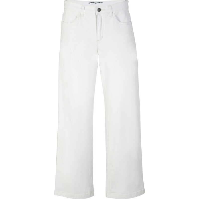 bonprix Strečové džínsy, široké, po členky, farba biela