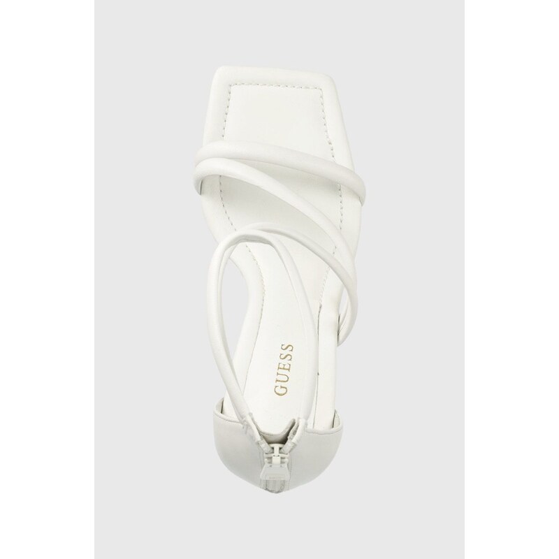 Kožené sandále Guess Leance biela farba