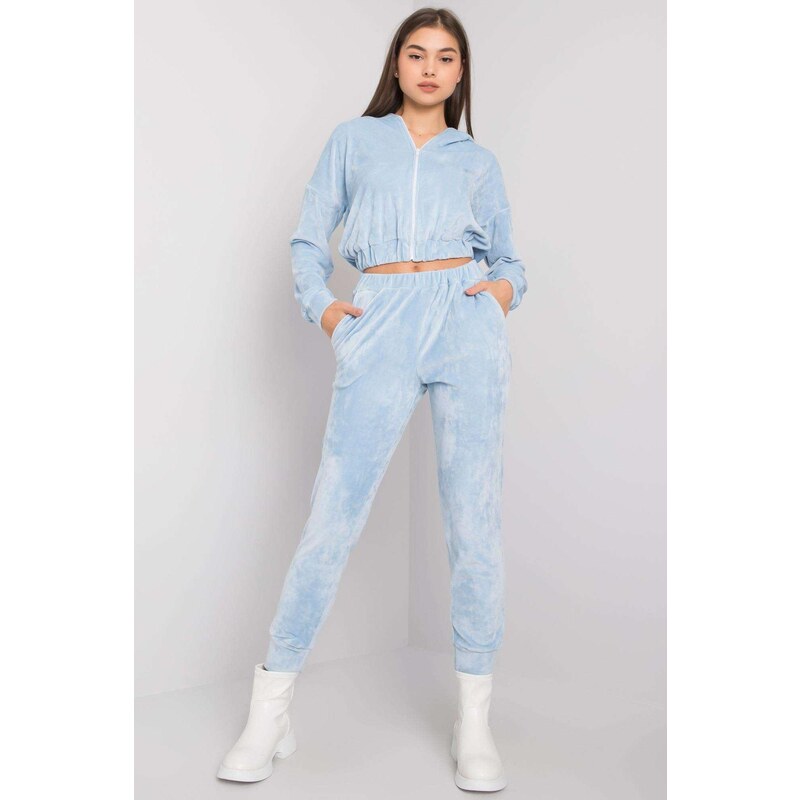 MladaModa Velúrová tepláková súprava Darien svetlomodrá 33138969