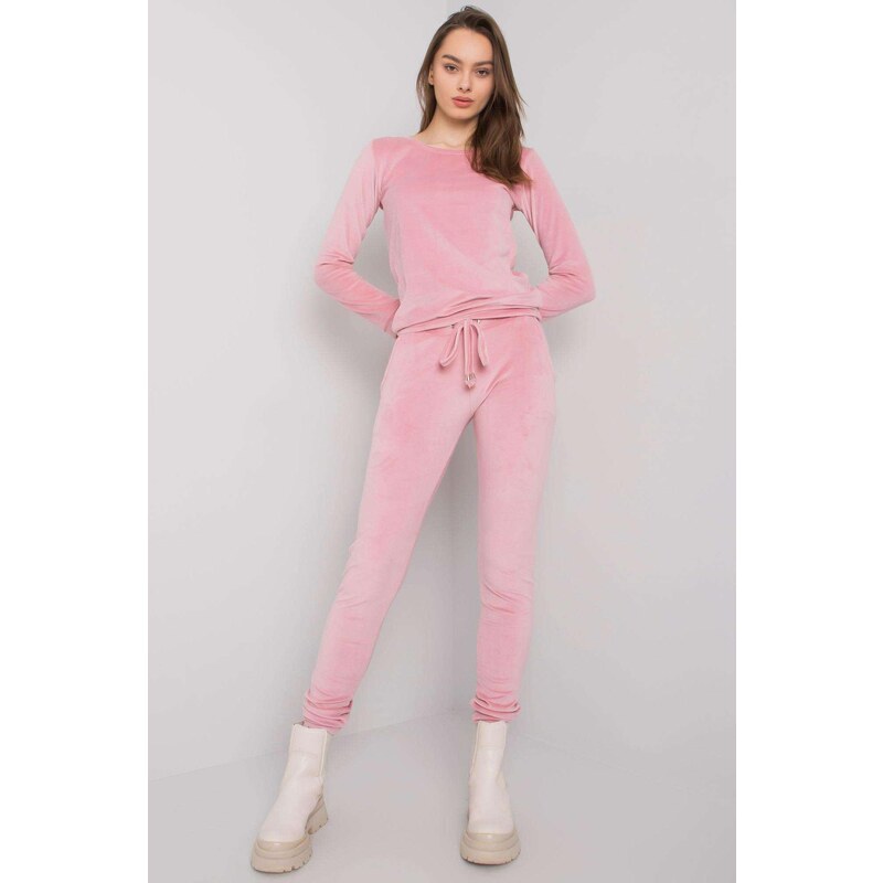 MladaModa Velúrová tepláková súprava bez kapucne Clarisa staroružová 33142015