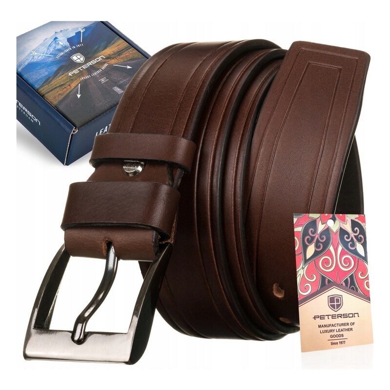 Pánsky kožený opasok s klasickou prackou - Peterson 58385621
