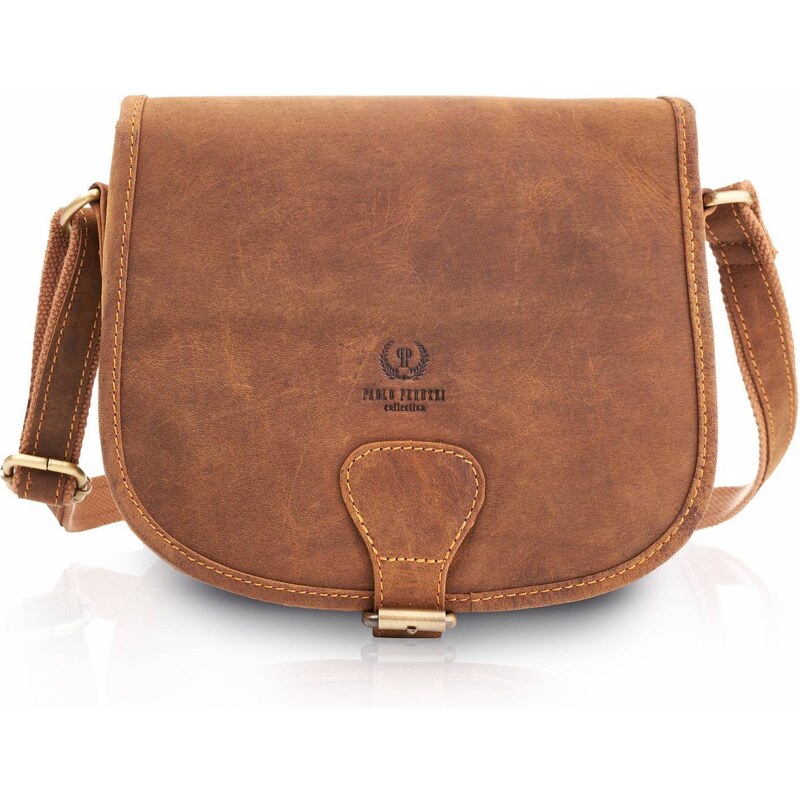 PAOLO PERUZZI Kožená kabelka na rameno | svetlohnedá T-39-LB 33297261