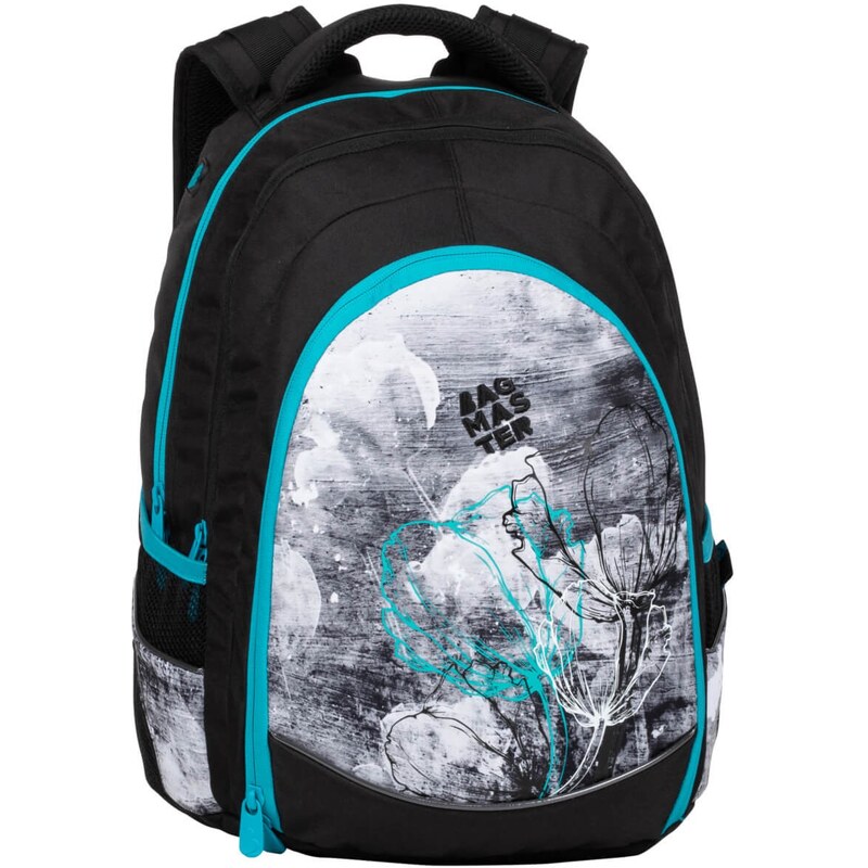 Bagmaster DIGITAL 20 B študentský batoh - modrý s kvetinami 32078170