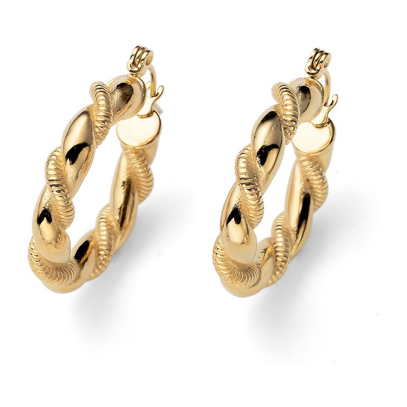 Oliver Weber Štýlové kruhové pozlátené náušnice Twisty 23035G 66578922