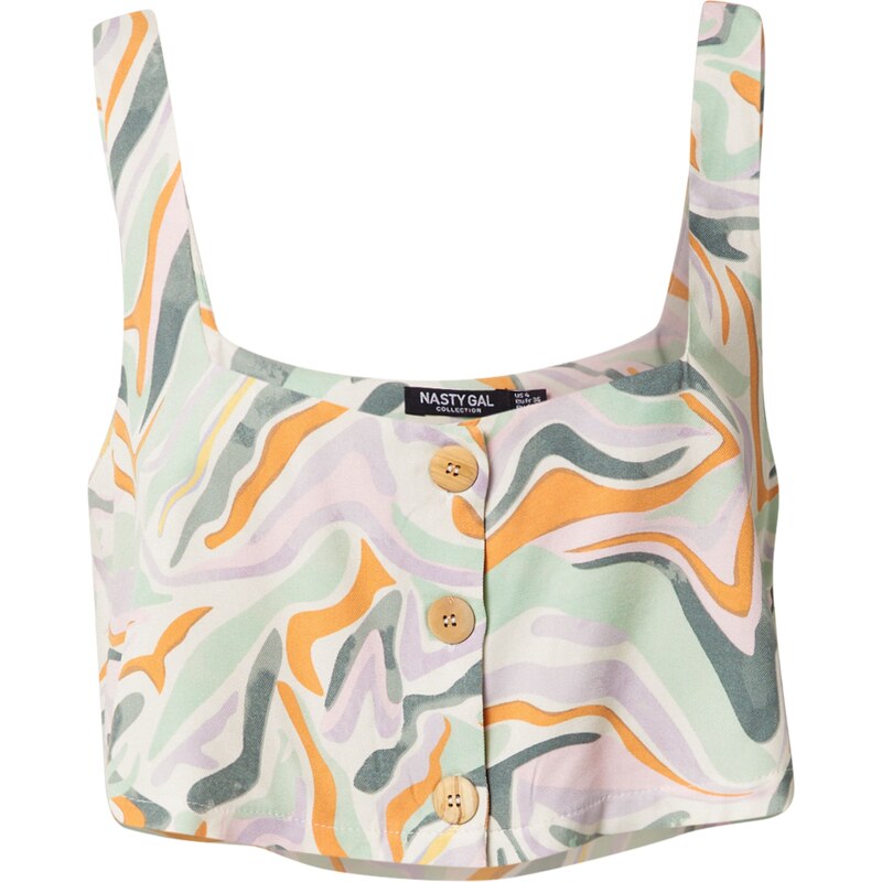 Nasty Gal Top mätová / tmavozelená / pastelovo fialová / oranžová / 54232143