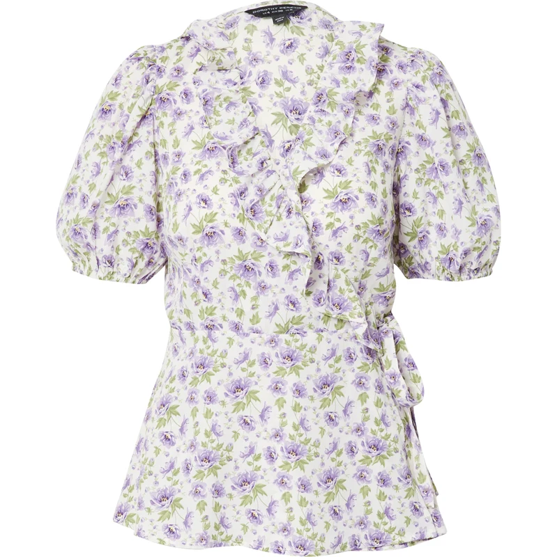Dorothy Perkins Blúzka slonová kosť / svetlozelená / fialová 67890120