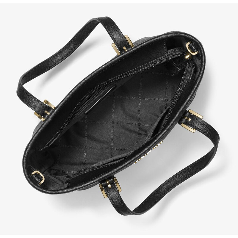 Michael Kors Jet Set Travel Extra-Small Logo Top-Zip Tote Bag Black