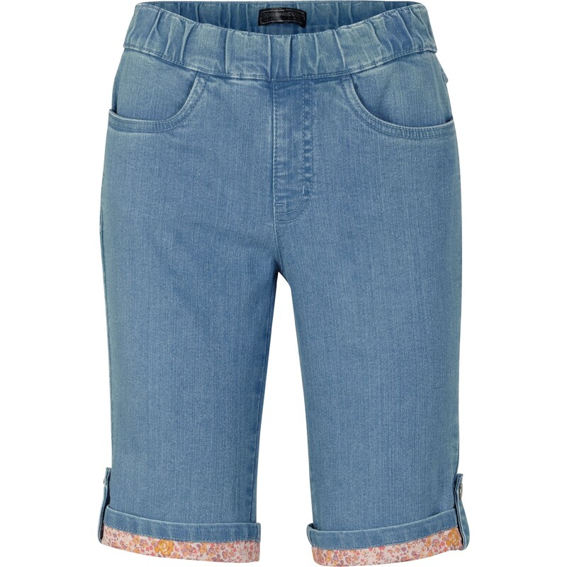 bonprix Džínsové bermudy s farebnou manžetou, farba modrá 44817581