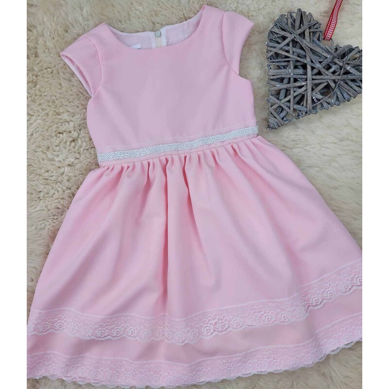 Nicol dievčenské šaty svetlo ružové s perličkami