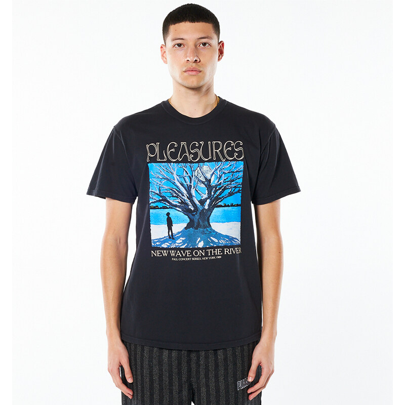 Pleasures River Pigment Dye Tee Black - Pánske - Tričko Pleasures - 66356240