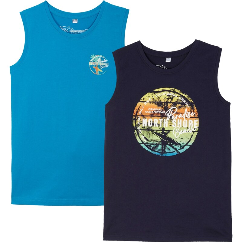 bonprix Chlapčenské tielko (2 ks), z bio bavlny, farba modrá 45860469