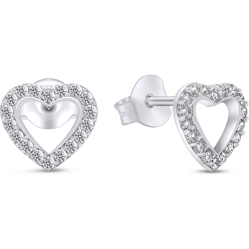 Brilio Silver Očarujúce strieborné náušnice Srdcia so zirkónmi EA355W 66594355