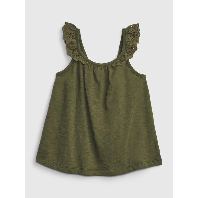 Tmavozelené dievčenské tielko s volánmi GAP 50531764