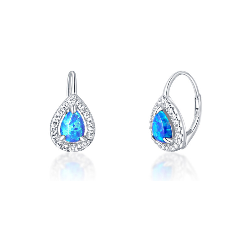 Ligot Strieborné náušnice s opálom a zirkónmi 46720269