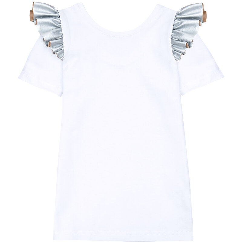 Dievčenské tričko so striebornými krídelkami biele TUTU