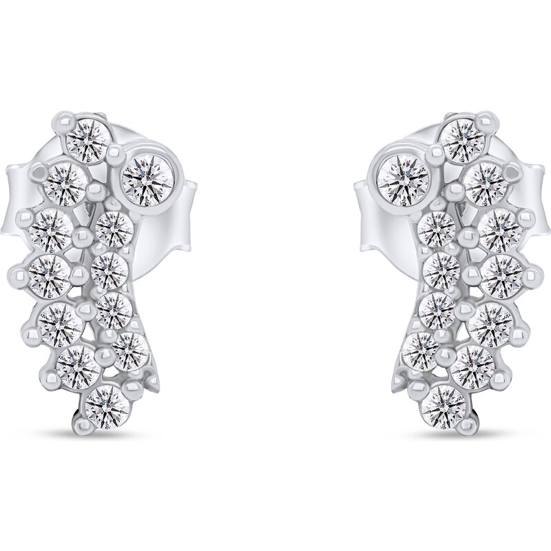 Brilio Silver Pozdĺžne strieborné náušnice so zirkónmi EA358W 66580141