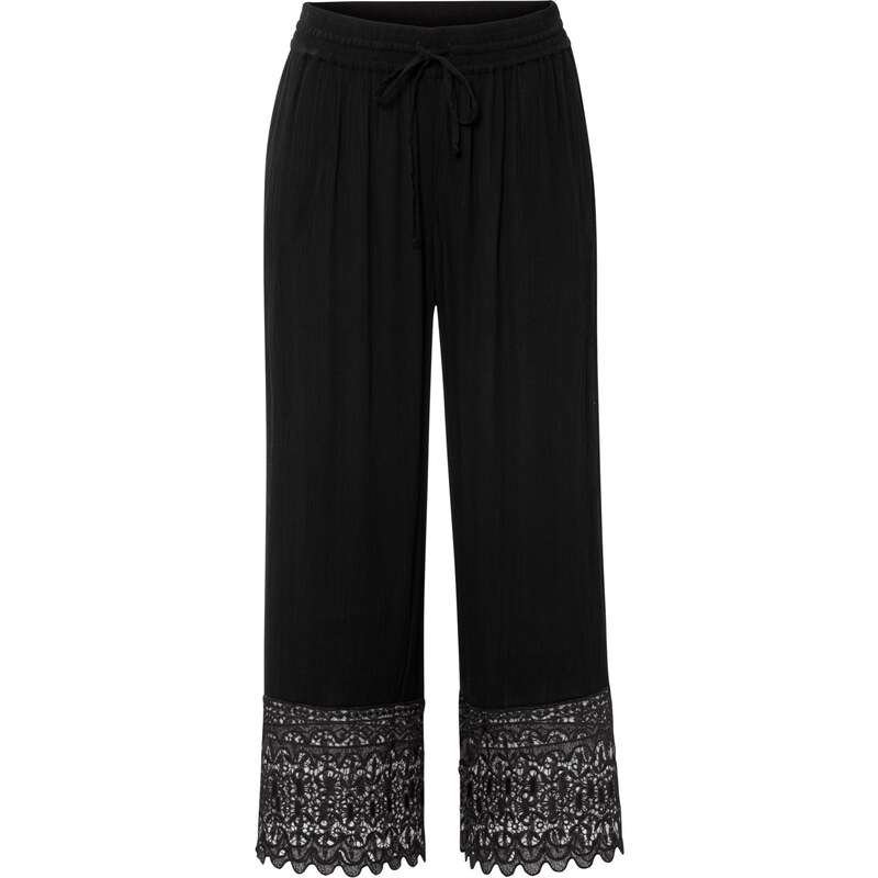 bonprix Nohavice Culotte s čipkou, farba čierna 62841645