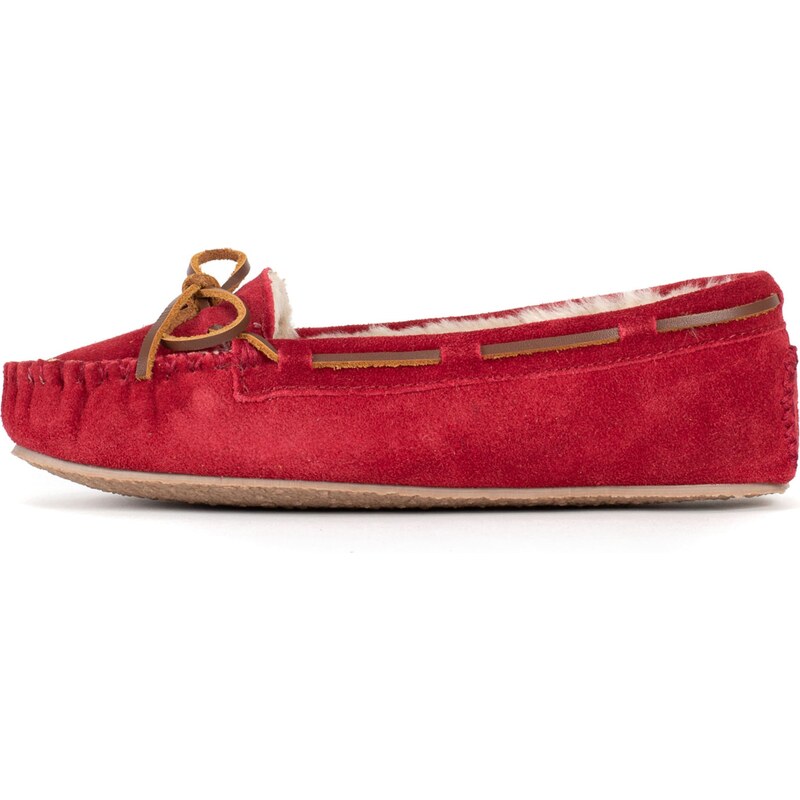 Minnetonka Papuče Cally svetlohnedá / červená 54231914