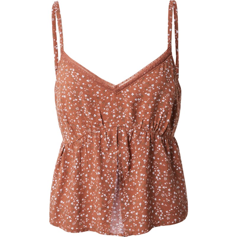 HOLLISTER Top hnedá / biela 54232605