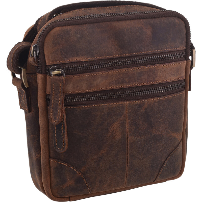 Mercucio Pánske kožené crossbody tmavohnedý hunter 250849 64524508