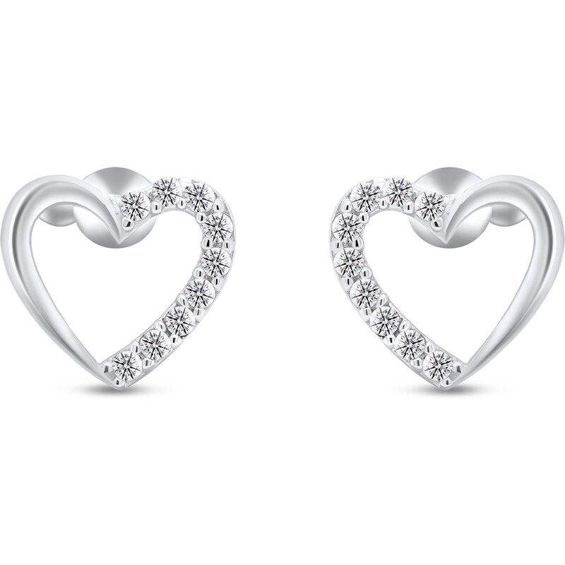 Brilio Silver Romantické strieborné náušnice trblietavé srdiečka 66581326