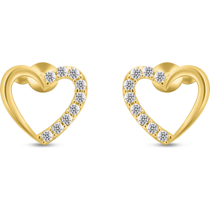 Brilio Silver Romantické pozlátené náušnice trblietavé srdiečka EA356Y 66580521