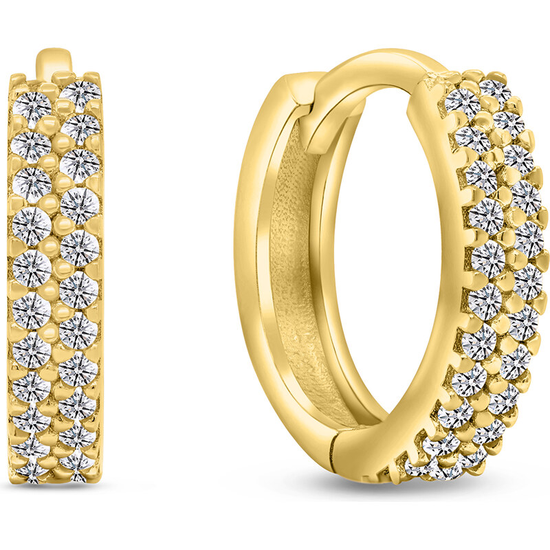 Brilio Silver Blyštivé pozlátené kruhové náušnice so zirkónmi EA502Y 66595409