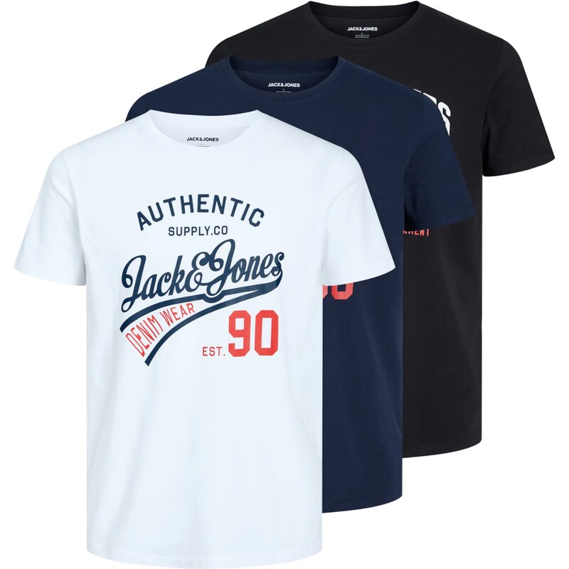 JACK & JONES Tričko Ethan námornícka modrá / červená / čierna / biela 33926016