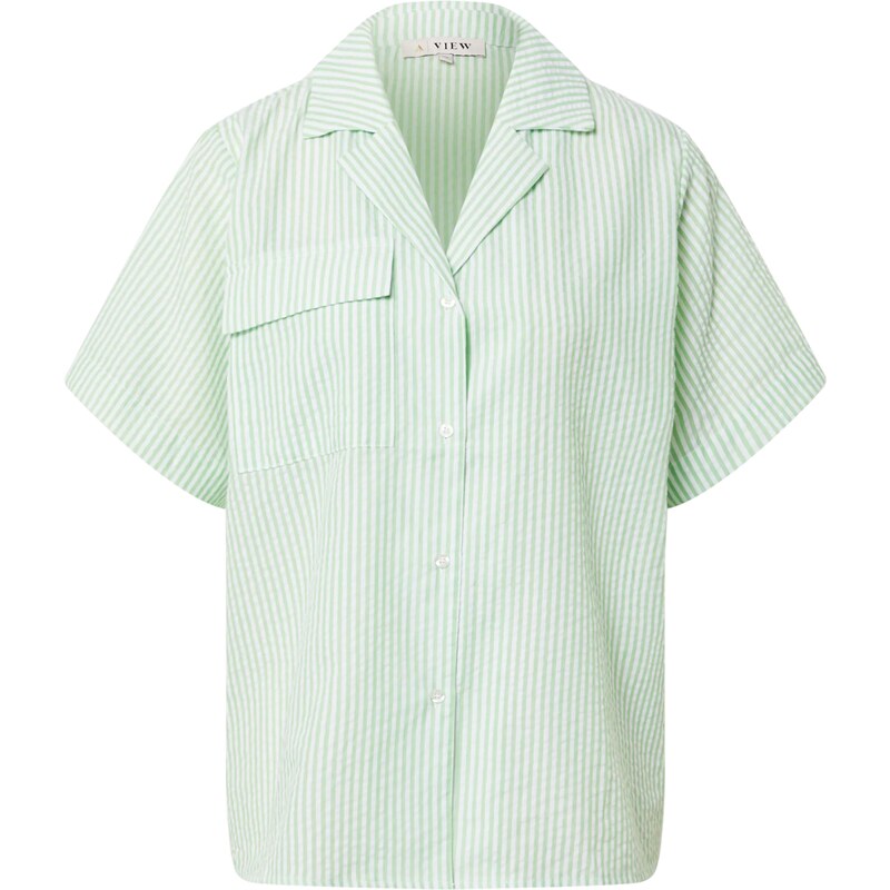 A-VIEW Blúzka Mili pastelovo zelená / šedobiela 63142261