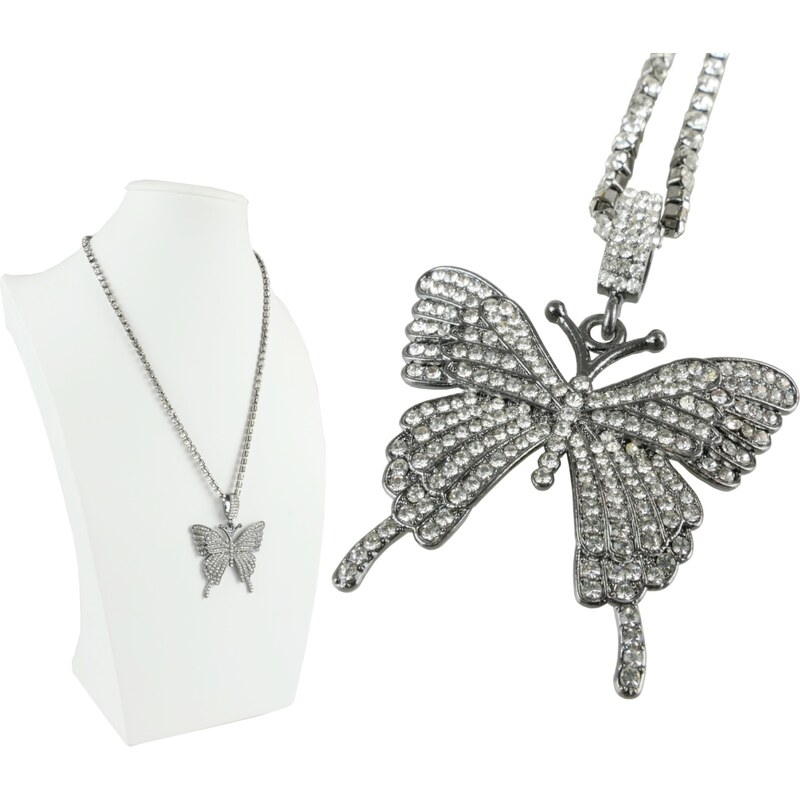 CITY STORM Štrasový náhrdelník s motýľom v čiernom prevedení 66889477