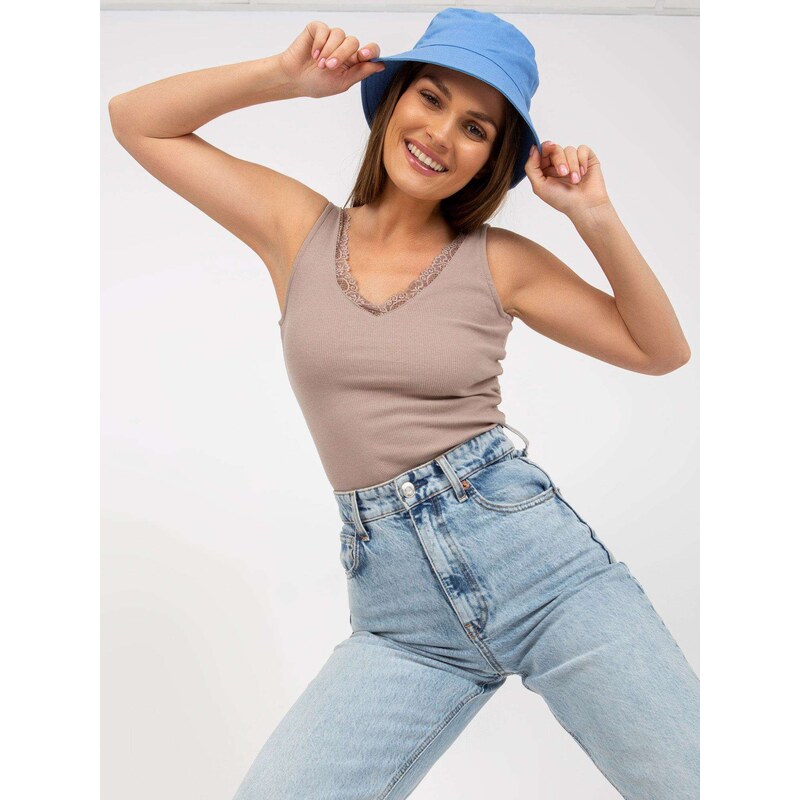 RUE PARIS Top-RV-TP-7983.67P-dark beige 64666143