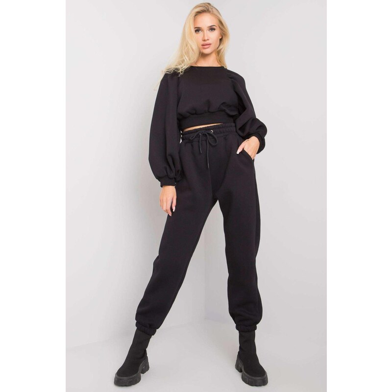 MladaModa Crop-topová tepláková súprava Constanca čierna 33898415