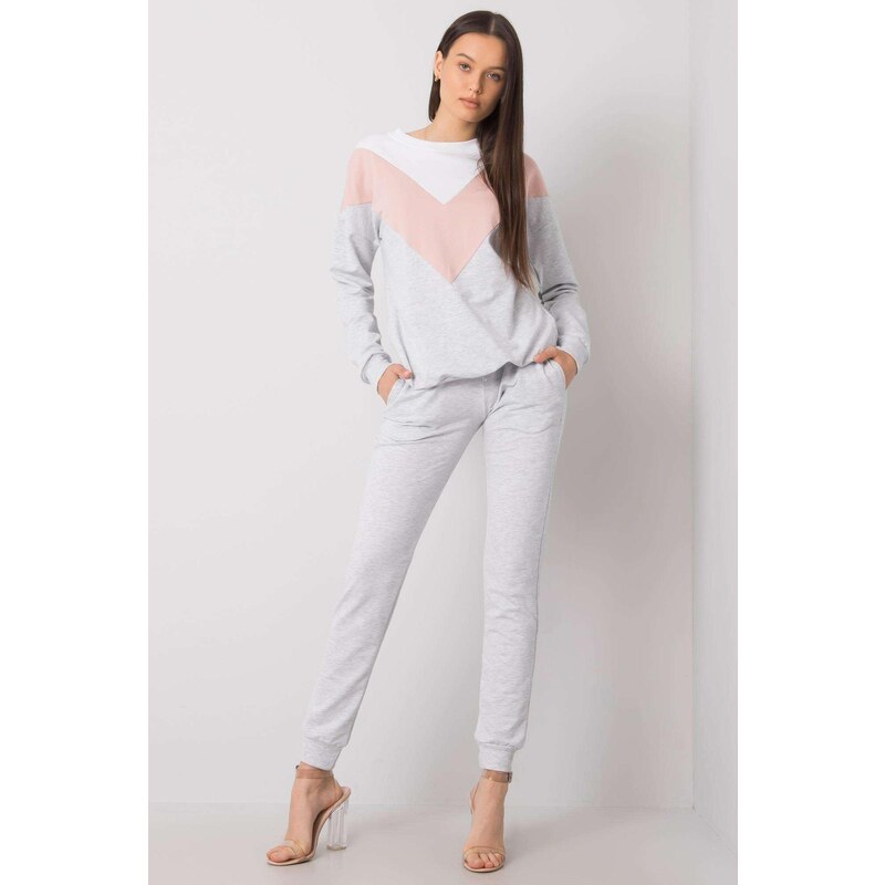 MladaModa Trojfarebná tepláková súprava Hilda svetlá šedá 33898469