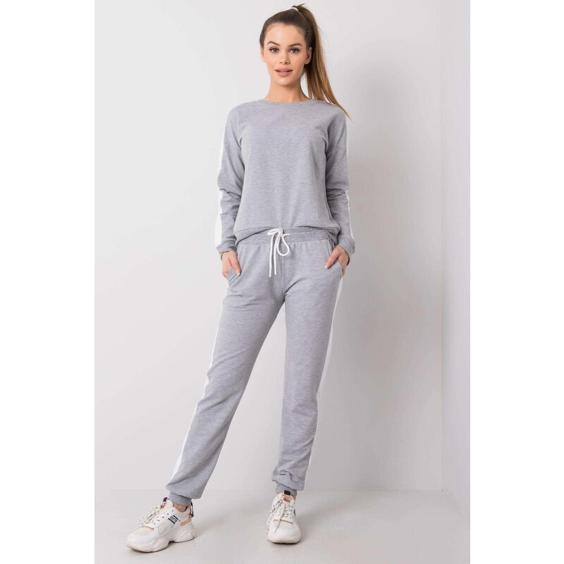 MladaModa Tepláková súprava Aveline s pruhmi šedá 33898504