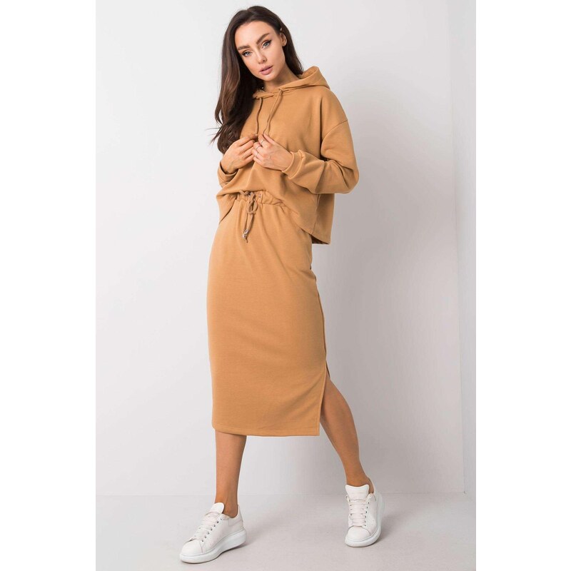 MladaModa Súprava mikiny a midi sukne Alishia camel 33898513