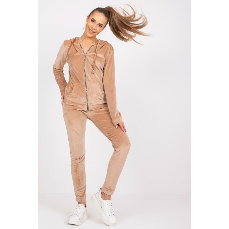 MladaModa Velúrovo-viskózová tepláková súprava Ilaria béžová 47608170