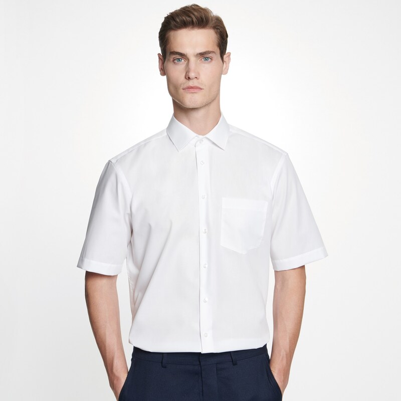 Pánska biela nežehlivá košeľa Regular fit s krátkym rukávom 39178274