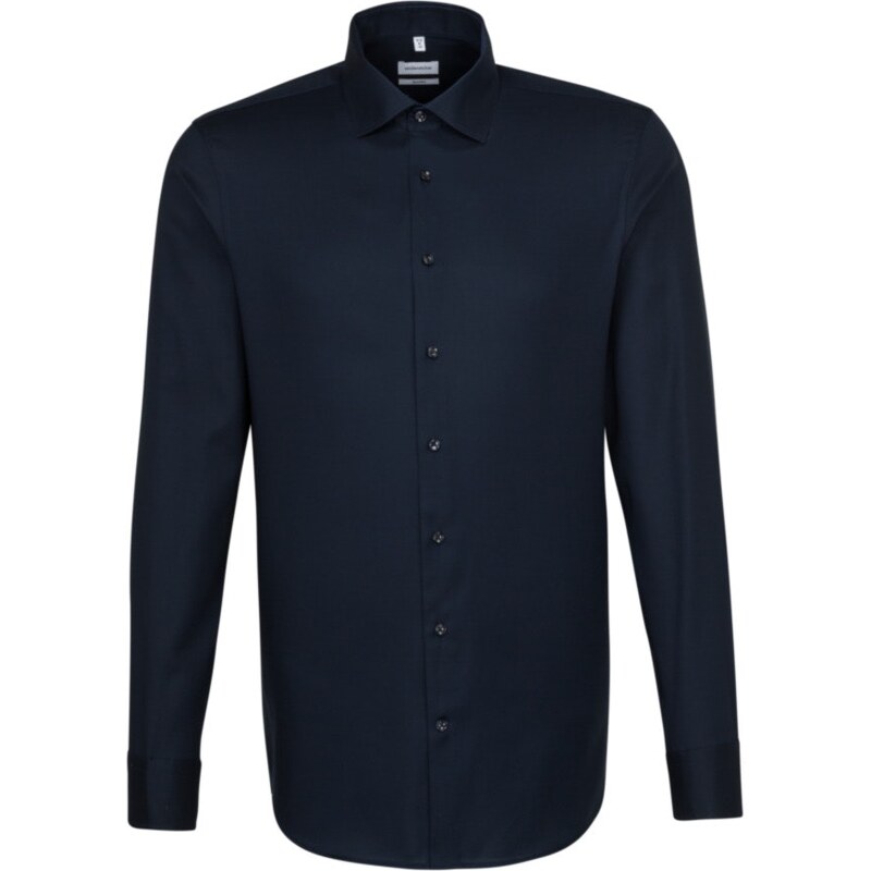 Pánska tmavo modrá nežehlivá Shaped fit košeľa s dlhým rukávom 34898916