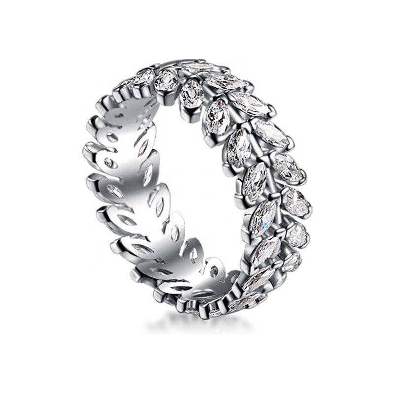 Royal Fashion strieborný rhodiovaný prsteň Trblietavé lístky 41335519