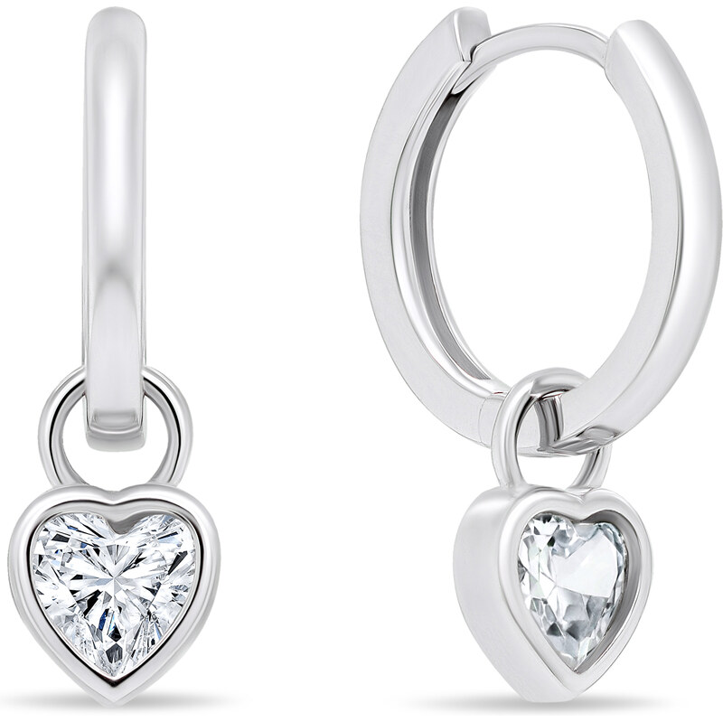 Brilio Silver Strieborné náušnice krúžky so srdiečkami 2v1 EA528W 66586956