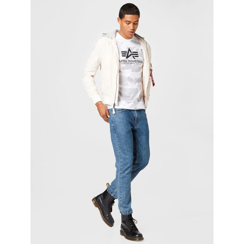 ALPHA INDUSTRIES Tričko kamenná / svetlosivá / čierna / biela
