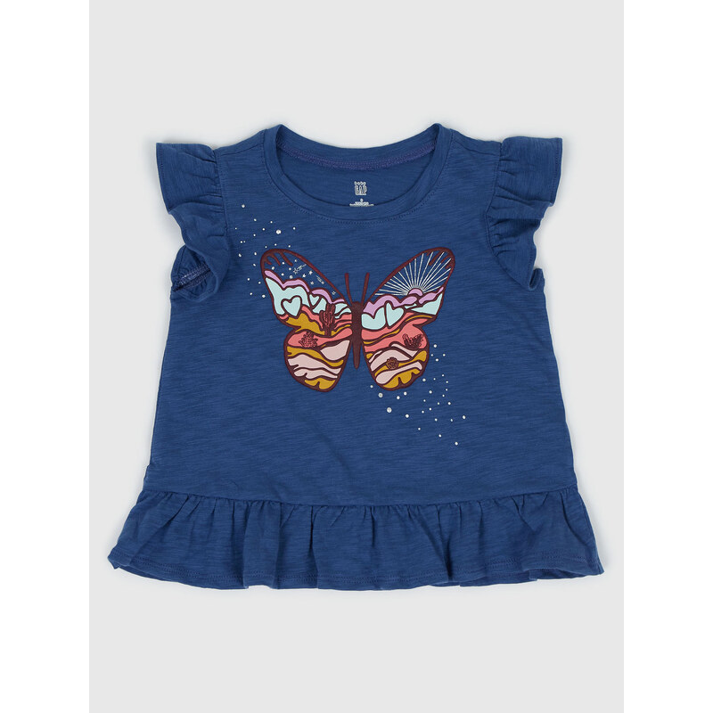 Tmavomodré dievčenské tričko s potlačou GAP 50532232
