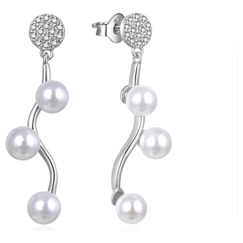 MOISS Elegantné strieborné náušnice so zirkónmi a syntetickými perlami 66581530