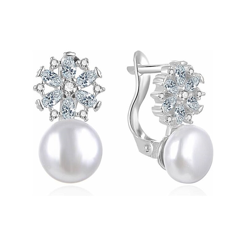 MOISS Elegantné strieborné náušnice s perlami a zirkónmi E0002566 67378821