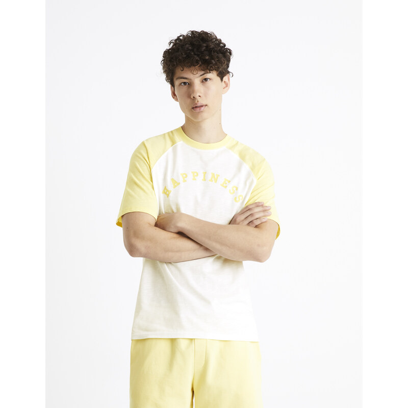 Biele bavlnené tričko Celio Ceraglan Happiness 50502933