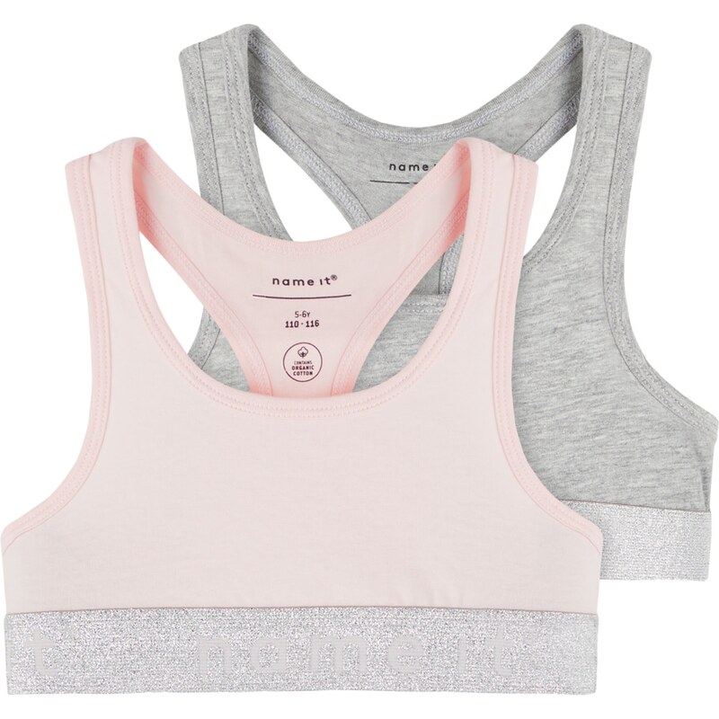 NAME IT Podprsenka sivá melírovaná / pastelovo ružová / strieborná 34889124