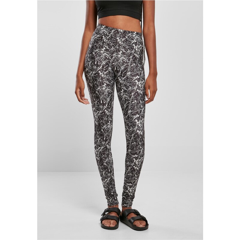 Urban Classics Womens Soft Leggings AOP in Black 50644647